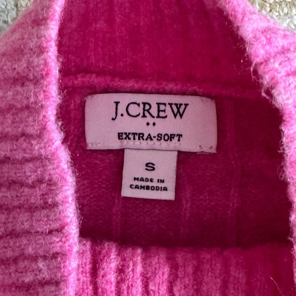 J. Crew Extra Soft Cable Knit Mock Neck Sweater Cozy Stretch Hot Pink Small